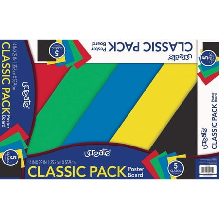 UCreate, PAC5445, Poster Board Package, 5 / Pack, Assorted