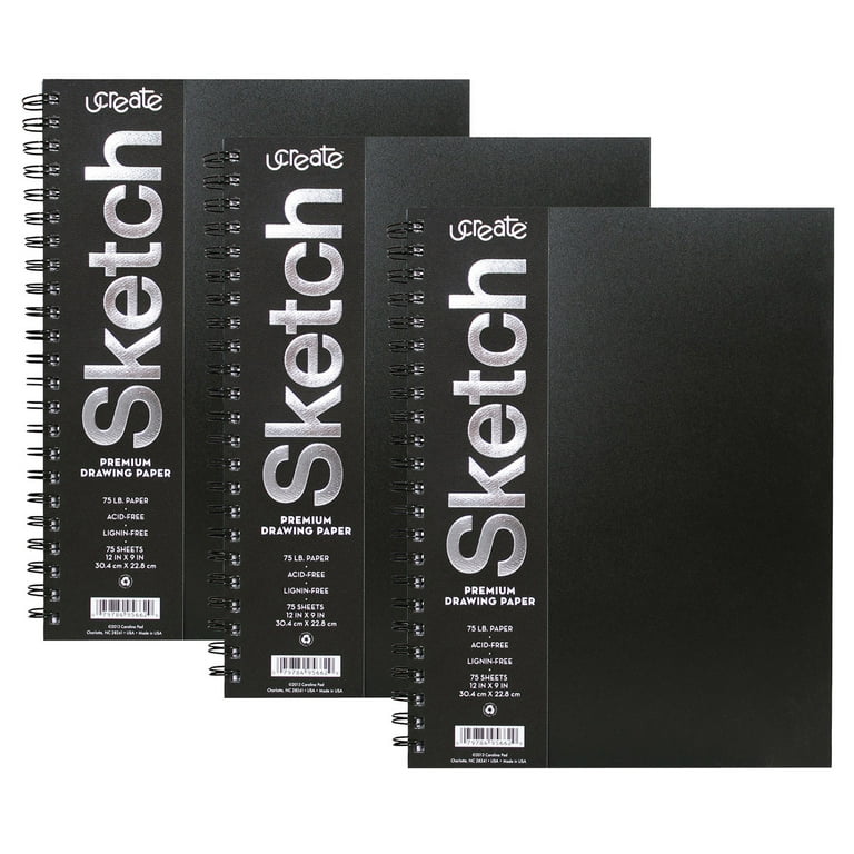 UCreate Poly Cover Sketch Book, Heavyweight, 12 x 9, 75 Sheets