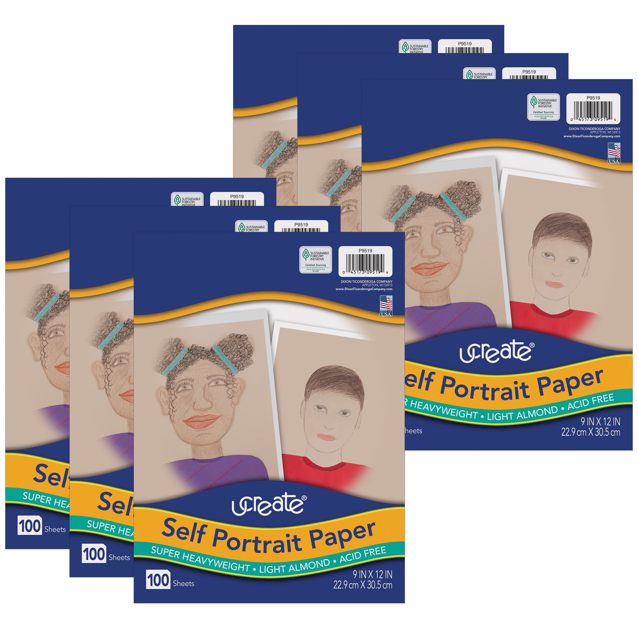 UCreate® Super Heavyweighht Light Almond Self Portrait Mixed Media Paper, 9" x 12", 600 Sheets