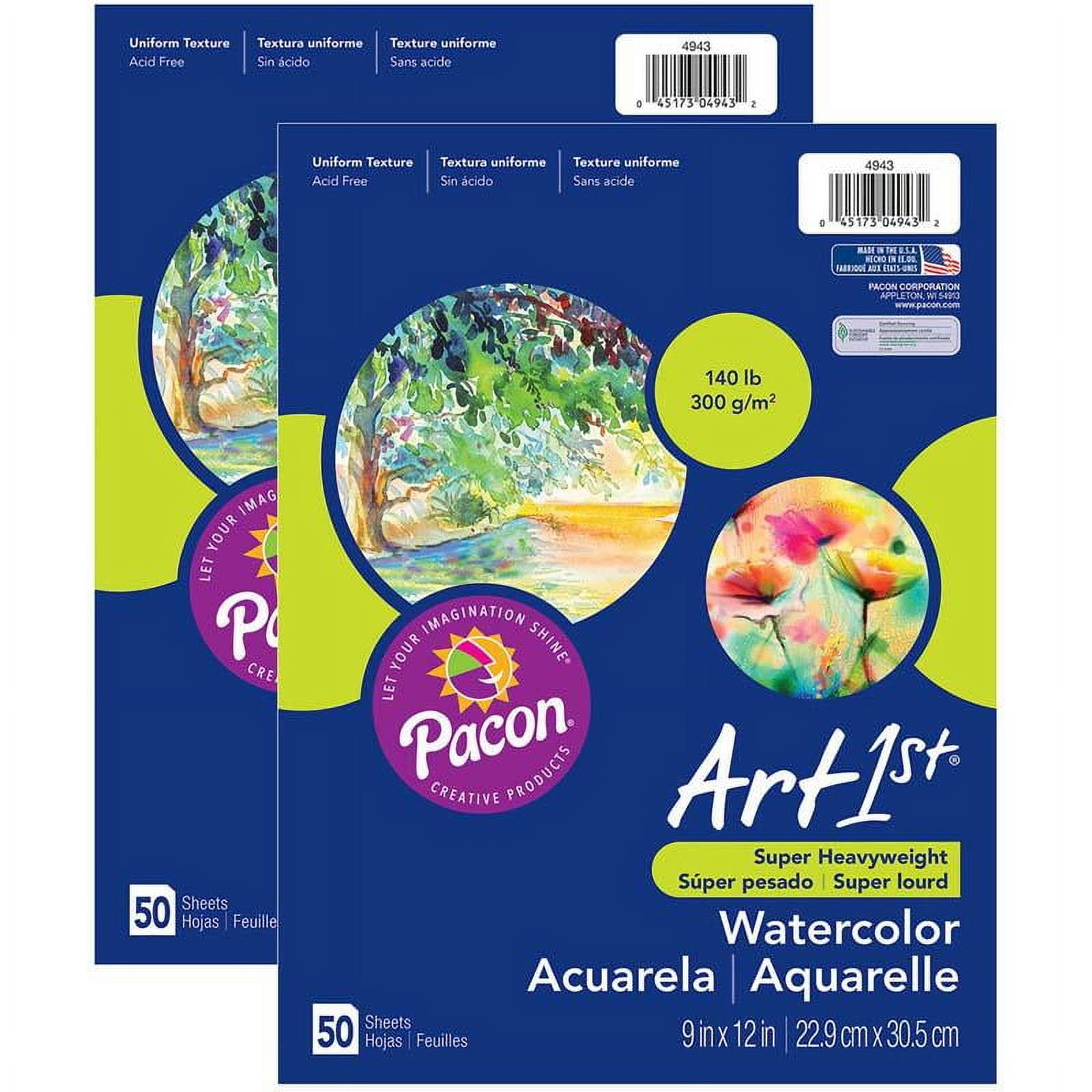 ART1ST UCreate Watercolor Paper 140lb, 9x12, 50 Sheets per Pack, 2 Packs