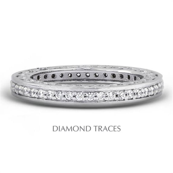 UD-EWB452-9644 18K White Gold Pave Setting 0.61 Carat Total Natural Diamonds Vintage Eternity Ring