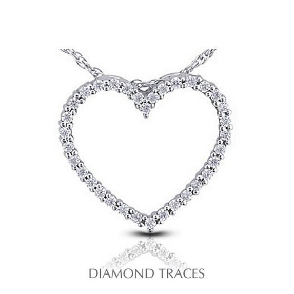 UD-GOS317-6814 0.87 Carat Total Natural Diamonds 18K White Gold Prong Setting Heart Shape Fashion Pendant
