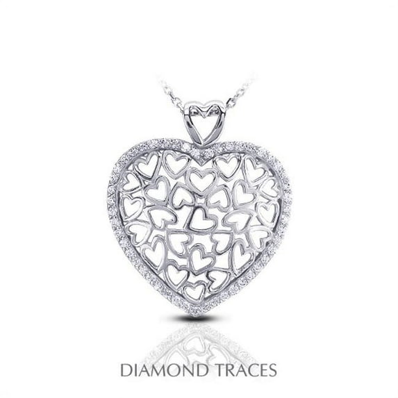 UD-GOS485-5169 0.54 Carat Total Natural Diamonds 18K White Gold Pave Setting Heart Shape Fashion Pendant