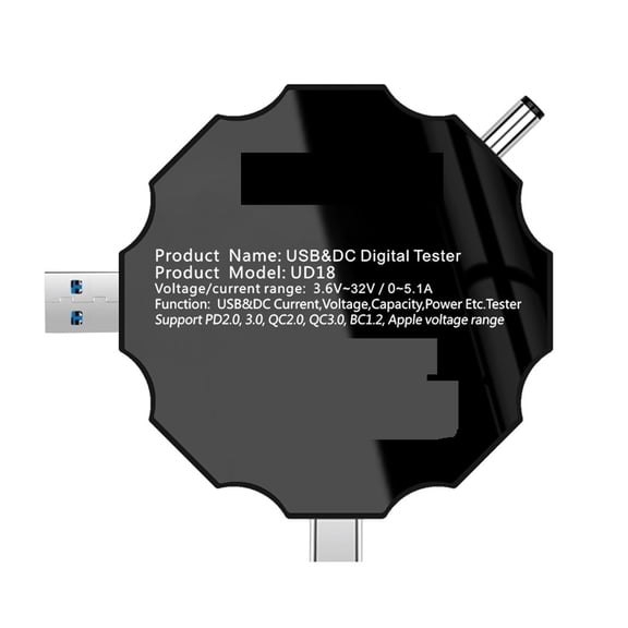 UD18 DC5.5 DC5525 Digital Voltmeter Amperimetro Voltage Current Meter Ammeter Detector Notebook Power Bank Charger Usb Tester ,Easy to Operate