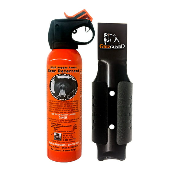 UDAP 7.9oz-225g Safety Orange Bear Pepper Spray w/ Plastic GrizGuard Holster (12SO)