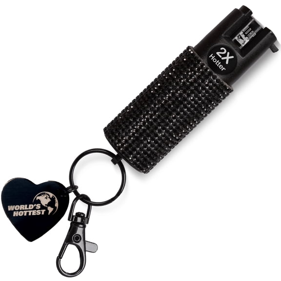 UDAP Bling Black Keychain Pepper Spray – World’s Hottest Formula, 15% OC Self Defense Spray, 3 Million SHU, Stream Spray Pattern Personal Safety Spray, Compact Keychain Protection, Made in USA