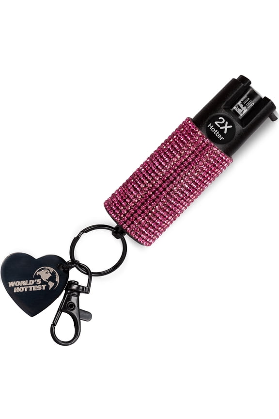 UDAP Bling Pink Keychain Pepper Spray – World’s Hottest Formula, 15% OC Self Defense Spray, 3 Million SHU, Stream Spray Pattern Personal Safety Spray, Compact Keychain Protection, Made in USA