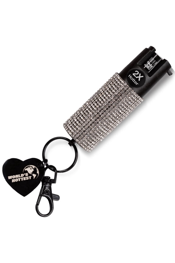 UDAP Bling Silver Keychain Pepper Spray – World’s Hottest Formula, 15% OC Self Defense Spray, 3 Million SHU, Stream Spray Pattern Personal Safety Spray, Compact Keychain Protection, Made in USA