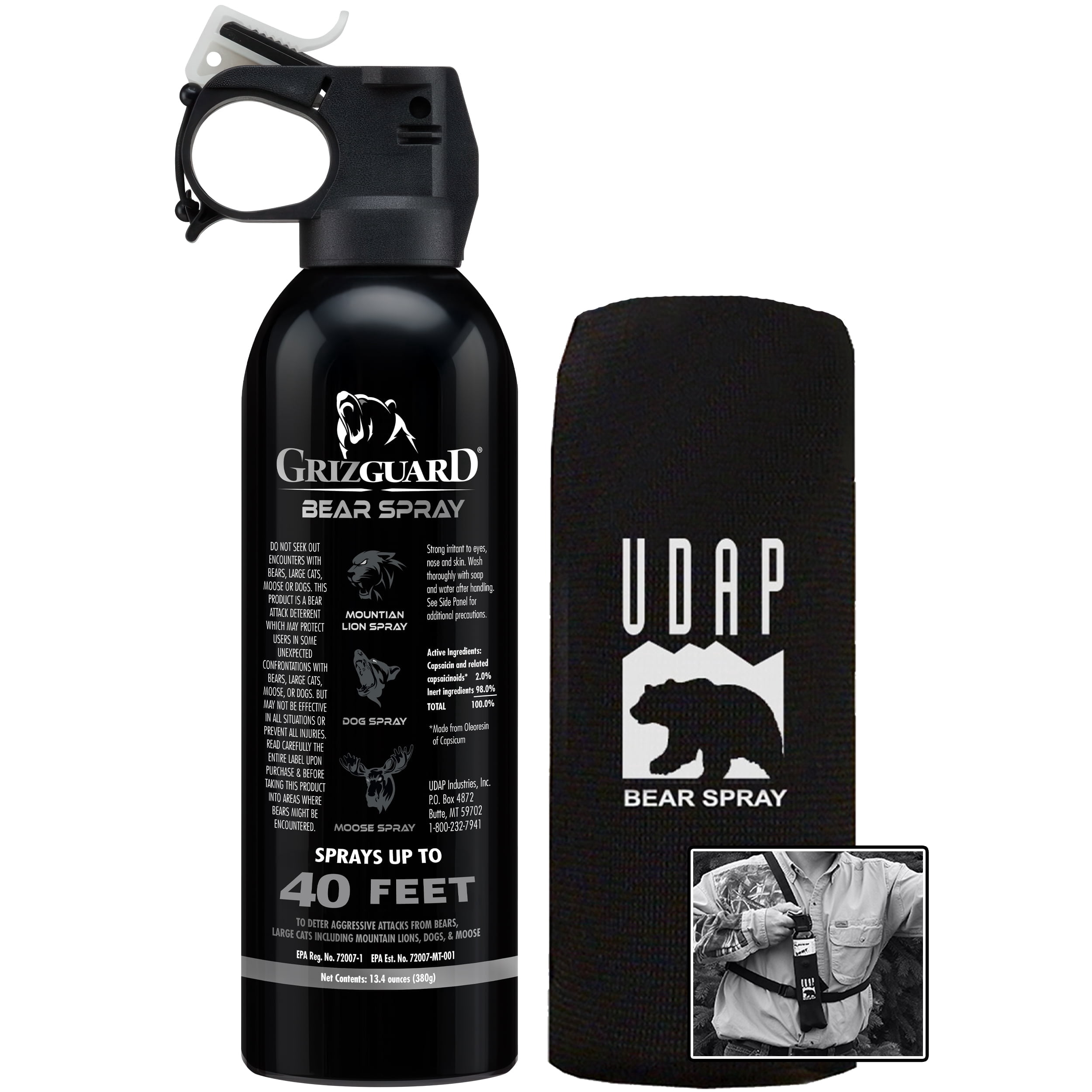 Griz Guard, Bear Pepper Spray, 13.4 oz, Holster, Extra-Hot Formula