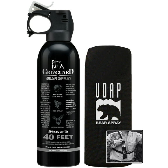 UDAP Griz Guard Bear Pepper Spray with Holster, 13.4 oz, 380GG, Single pack.