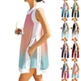 thumbnail image 1 of UDAUDU 2 Piece Sets for Women Gradient Vacation Sleeveless Crew Neck Pullover Top Lounge Set Tracksuit Casual Shorts Matching Set with Pocket Pink XL, 1 of 7