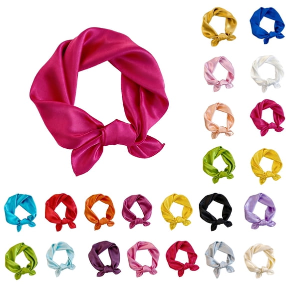 UDAUDU 23" Solid Color Satin Silk Scarf Square Scarf Neck Scarf Hair Head Breathable Lightweight for Women Gift Packed