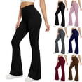 thumbnail image 1 of UDAUDU Black Flare Leggings for Women High Waisted Workout Tummy Control Buttery Soft Gym Yoga Bootcut Pants with Pockets Black 2XL, 1 of 6