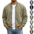 thumbnail image 1 of UDAUDU Bomber Jacket Men Fleece Zip up Faux Suede Jackets Loose Fit Comfort Soft Fall Winter Clothes with Pockets 2XL, 1 of 8