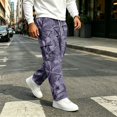 thumbnail image 1 of UDAUDU Camo Men's Cargo Pants Trendy Stretch Drawstring Trouser Outdoor Workout Athletic Hiking Sweatpants with Pockets Light Purple L, 1 of 7