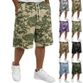 thumbnail image 1 of UDAUDU Cargo Shorts for Men Camo Print Knee Length Relaxed Fit Elastic Waist Drawstring Pocket Summer Walking Short Pants Army Green 5XL, 1 of 6