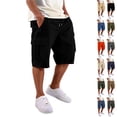thumbnail image 1 of UDAUDU Cargo Shorts for Men Cotton Twill Relaxed Fit Drawstring Elastic Waist Chino Work Shorts Comfy Hiking Long Short Multi Pockets Black L, 1 of 9