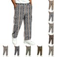 thumbnail image 1 of UDAUDU Cargo Sweatpants for Men Plaid Fall Lightweight Stretch Drawstring Trouser Outdoor Workout Hiking Loose Fit Pants with Pockets Dark Blue 3XL, 1 of 8
