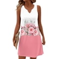 thumbnail image 1 of UDAUDU Casual Summer Dresses for Women 2026 V-Neck Sundresses Sleeveless Loose Sleep Dress Beach Tank Dress Vacation Floral Dresses Pink 3XL, 1 of 7