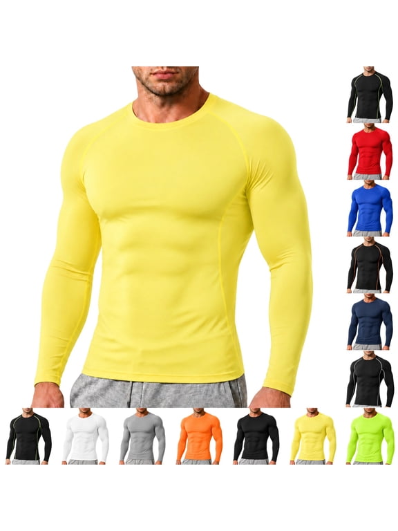 Compression Shirts for Men Long Sleeve Quick Dry Comfort Running Tops Athletic Workout Sport Undershirts 3XL
