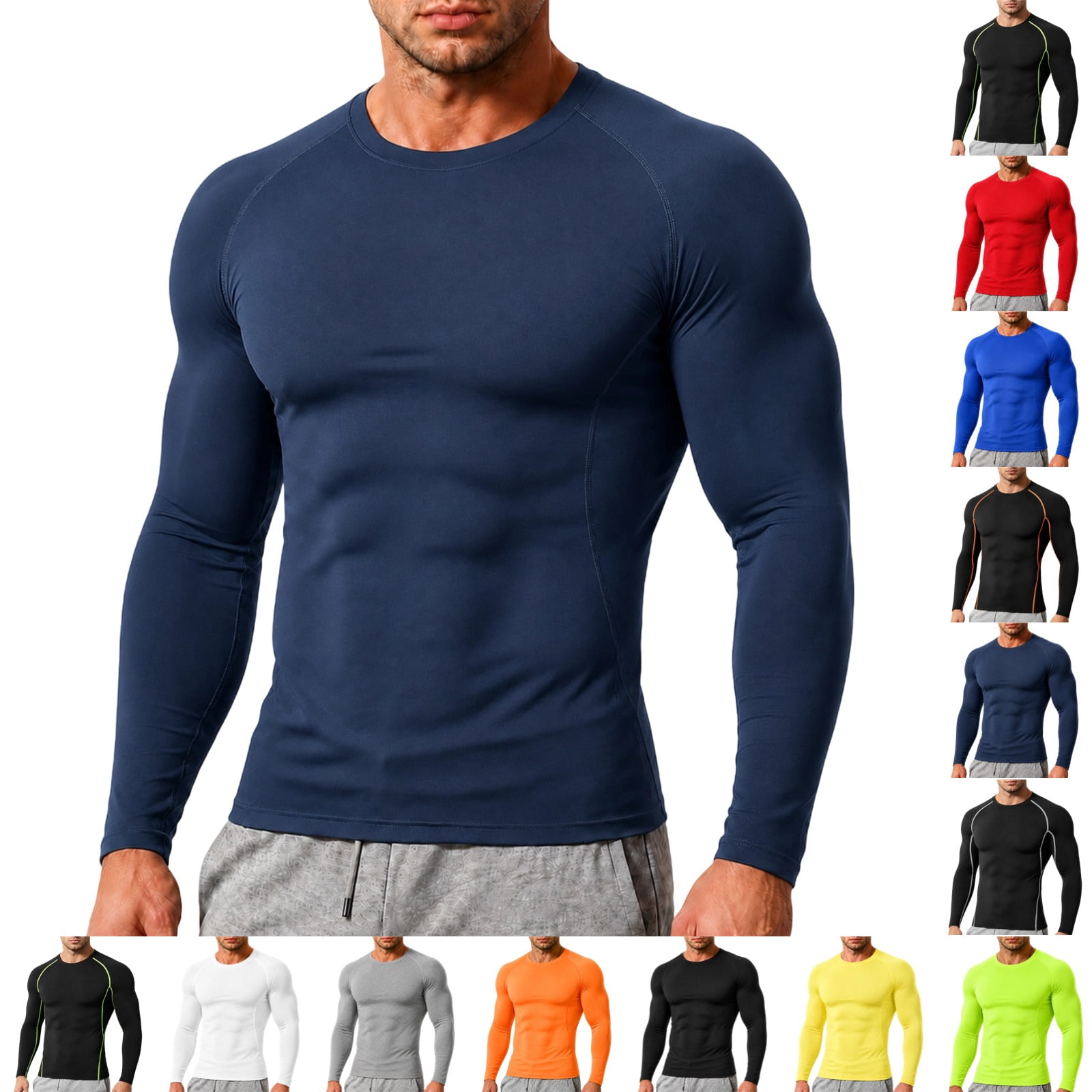 UDAUDU Compression Shirts for Men Long Sleeve Workout Comfort Soft ...