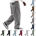 thumbnail image 1 of UDAUDU Corduroy Pants for Men Casual Fashion Loose Fit Wide Leg Pants Straight Sweatpants Drawstring Elastic Waist Sweatpants with Pockets Gray L, 1 of 7