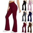 thumbnail image 1 of UDAUDU Flare Leggings for Women High Waisted Comfortable Soft Yoga Pants with Pockets Bootcut Flared Leggings Wine 2XL, 1 of 6