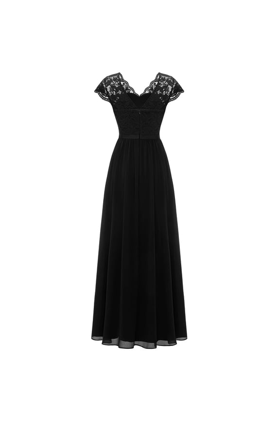 Formal Dress for Women 2026 Long Wedding Guest Bridesmaid Cocktail Tea Party Dress Church Evening Prom Lace Dresses Black L