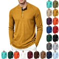thumbnail image 1 of UDAUDU Henley Shirts for Men Long Sleeve Waffle Knit Basic Lightweight Thermal Shirts Slim Fit 2026 Fall Fashion Button Down Comfort Pullovers Yellow XS, 1 of 9