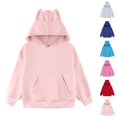 thumbnail image 1 of UDAUDU Hoodies For Girls Boys Cat Ear Solid Color Drawstring Pocket Hoodie Loose Fit Hooded Sweatshirt Fall Winter Casual Light pink 2-3 Years, 1 of 8
