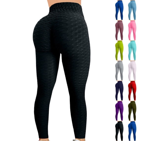 UDAUDU Leggings for Women Butt Lifting Tummy Control Workout Yoga Pants High Waisted Scrunch Booty Gym Tights S