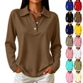thumbnail image 1 of UDAUDU Long Sleeve Polo Shirts for Women Dressy Button Collar Golf Tops Loose Fit Business Office Workout Holiday Solid Color Dressy Blouse Clothes XL, 1 of 8