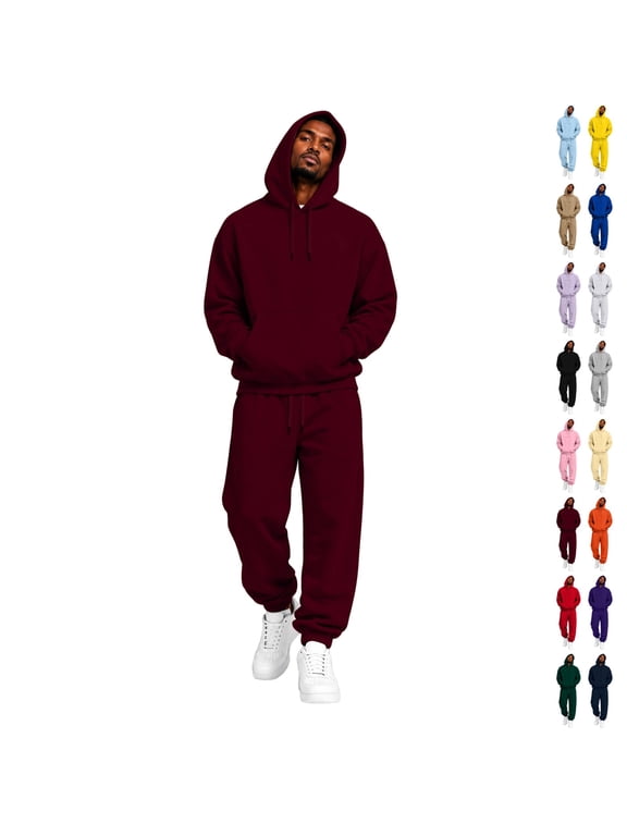 Men Tracksuit 2 Piece Set Hoodie Casual Outfit Soft Stretch Jogging Suit Workout Outdoor Fall Winter Athletic Sweat Suits S