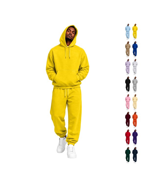 Men Tracksuit Set Casual Athletic Sweatshirts and Sweatpants Outfits Gym Outdoor Loungewear Hoodies Fall Winter Sweatsuit L