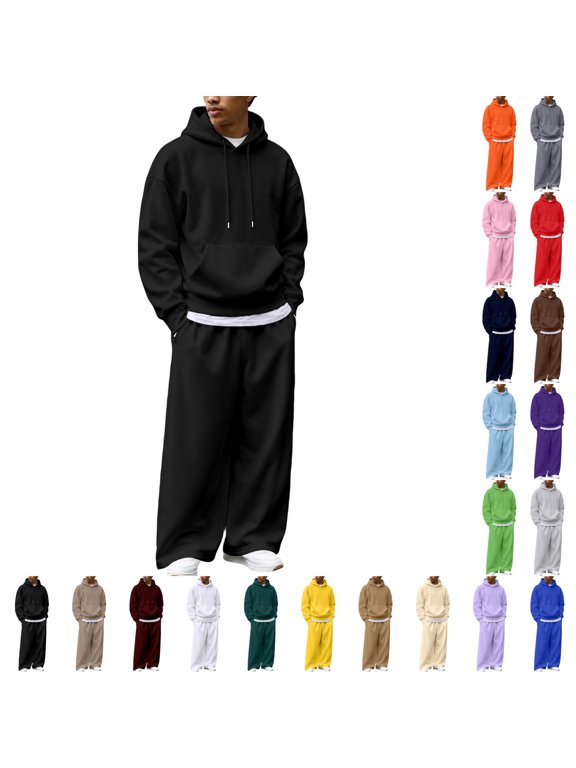 Men's 2 Piece Tracksuit Oversized Hoodie and Wide Leg Sweatpants Set Casual Loose Fit Fleece Outfit for Daily Streetwear 3XL