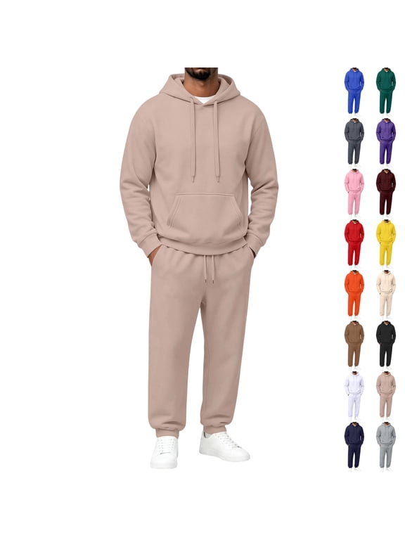 Men’s 2 Piece Tracksuit Set 2026 Fashion Workout Athletic Pullover Hoodie and Jogger Sweatpants Soft Fleece Loose Fit Casual Streetwear Outfit 2XL