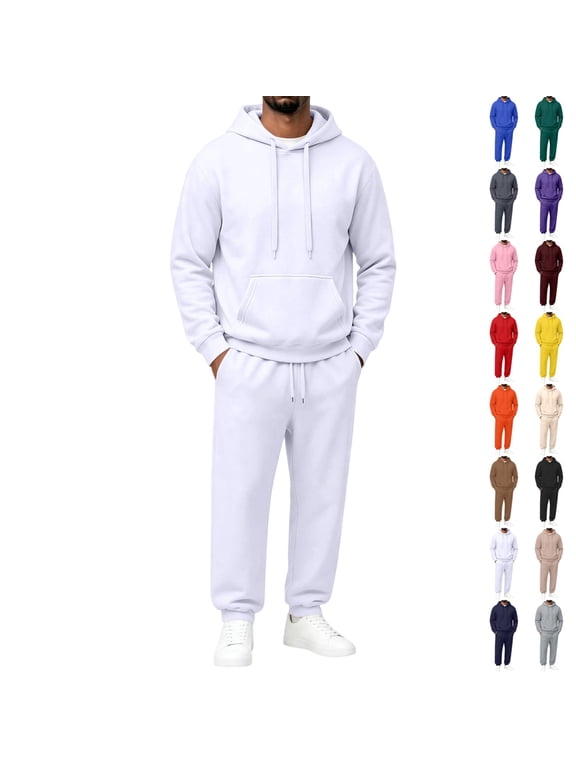 Men’s 2 Piece Tracksuit Set 2026 Fashion Workout Athletic Pullover Hoodie and Jogger Sweatpants Soft Fleece Loose Fit Casual Streetwear Outfit 2XL
