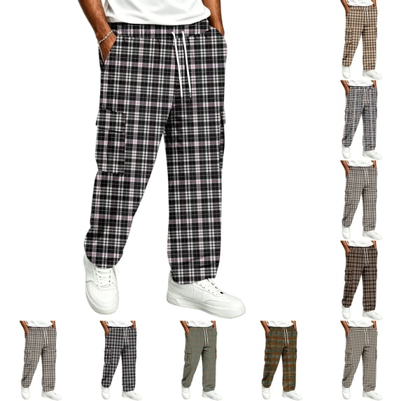 UDAUDU Men's Cargo Pants Streetwear Hiking Loose Fit Elastic Waist Drawstring Trousers Outdoor Trendy Joggers with Pockets Black 4XL