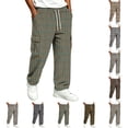 thumbnail image 1 of UDAUDU Men's Cargo Pants Streetwear Trendy Stretch Drawstring Trousers Outdoor Hiking Relaxed Fit Sweatpants with Pockets Blue 4XL, 1 of 8