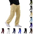 thumbnail image 1 of UDAUDU Men's Cargo Sweatpants Comfortable Fleece Loose Fit Casual Jogging Hiking Pants Open Bottom Sweatpants for Men Athletic Workout with Pockets Beige 2XL, 1 of 9