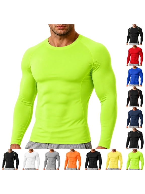Men's Compression Shirts Long Sleeve Workout Tops Gym Running T-Shirt Sports Undershirt Athletic Quick Dry Breathable Lightweight Tops XL