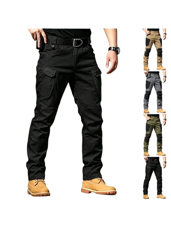 Men's Construction Pants Water Resistant Work Cargo Pants Lightweight Outdoor Hiking Pants Fall Bottom with Mutil Pockets 3XL