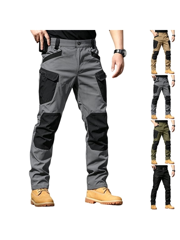 Men's Construction Pants Water Resistant Work Cargo Pants Lightweight Outdoor Hiking Pants Fall Bottom with Mutil Pockets M