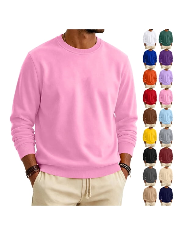 Men's Crewneck Sweatshirt Fleece Winter Sweater Warm Trendy Pullover Knit Slim Fit Soft Comfy Sweaters M