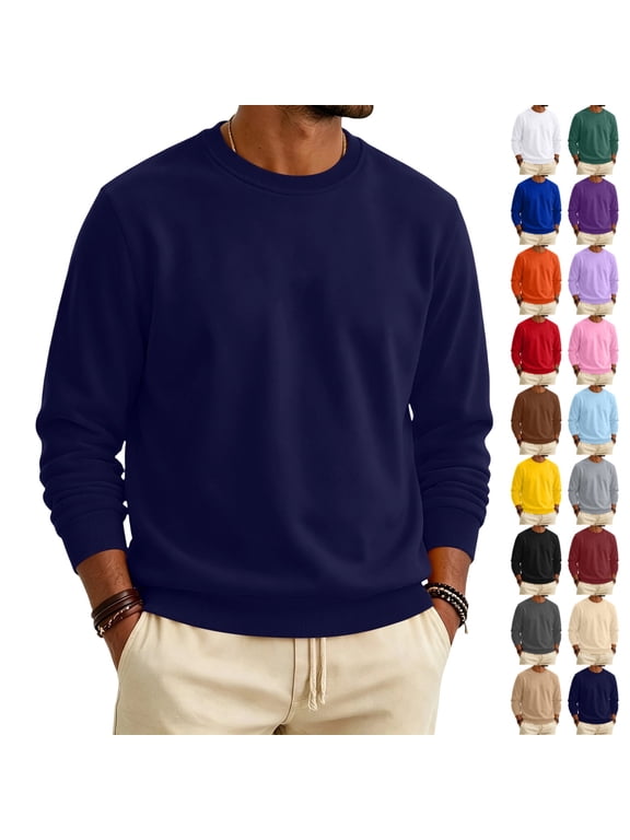 Men's Crewneck Sweatshirt Fleece Winter Sweater Warm Trendy Pullover Knit Slim Fit Soft Comfy Sweaters S
