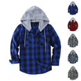 thumbnail image 1 of UDAUDU Men's Flannel Hoodie Shirts Button Down Plaid Jacket Shirts Casual Long Sleeve Business Travel Fall Trendy Jacket with Pocket 3XL, 1 of 4