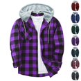 thumbnail image 1 of UDAUDU Men's Flannel Hoodie Shirts Button Down Plaid Jacket Shirts Casual Long Sleeve Office Fall Trendy Hoodie Shirts with Pocket M, 1 of 4