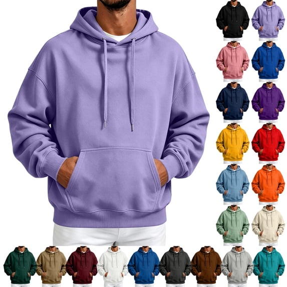 UDAUDU Men's Fleece Hoodie Soft Hooded Sweatshirts Casual Long Sleeve Drawstring Vintage Running Athletic Hoodies with Pocket S
