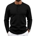thumbnail image 1 of UDAUDU Men's Henley Shirts Long Sleeve Casual Waffle T-Shirts 2026 Fall Fashion Button Pullover Winter Sweaters Tee Shirt Black L, 1 of 8