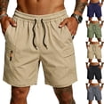 thumbnail image 1 of UDAUDU Men's Hiking Cargo Shorts Athletic Stretch Quick Dry Lightweight Shorts for Men Outdoor Fishing Shorts with Pockets Khaki M, 1 of 6